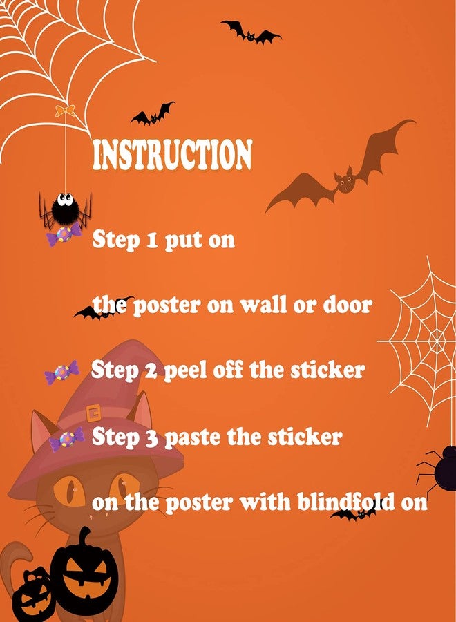 BORAMDO Pin The Bowtie on Cat Neck Halloween Party Game Cat Poster with 24 Pieces Bowtie Stickers and A Blindfold for Halloween Party Supplies Classroom Games - Image 4